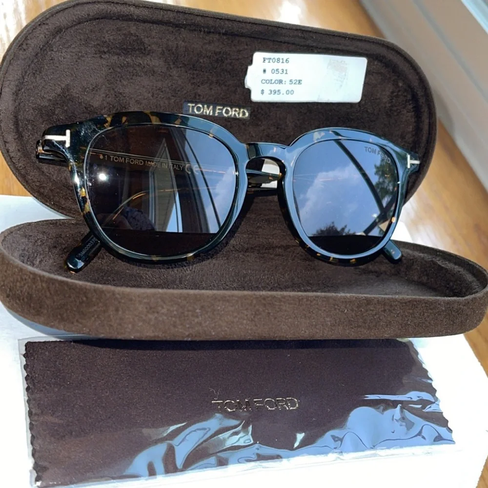 Men Sunglasses Tom Ford FT 0816 Pax 52E Shiny Dark Havana Brown Lenses AUTHENTIC - Picture 1 of 16